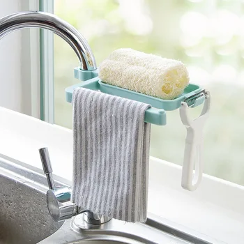 

Hole-Punched Tap Storage Shelf Kitchen Supplies Pool Plastic Storage Rack Sink Sponge Cloth Draining Shelf