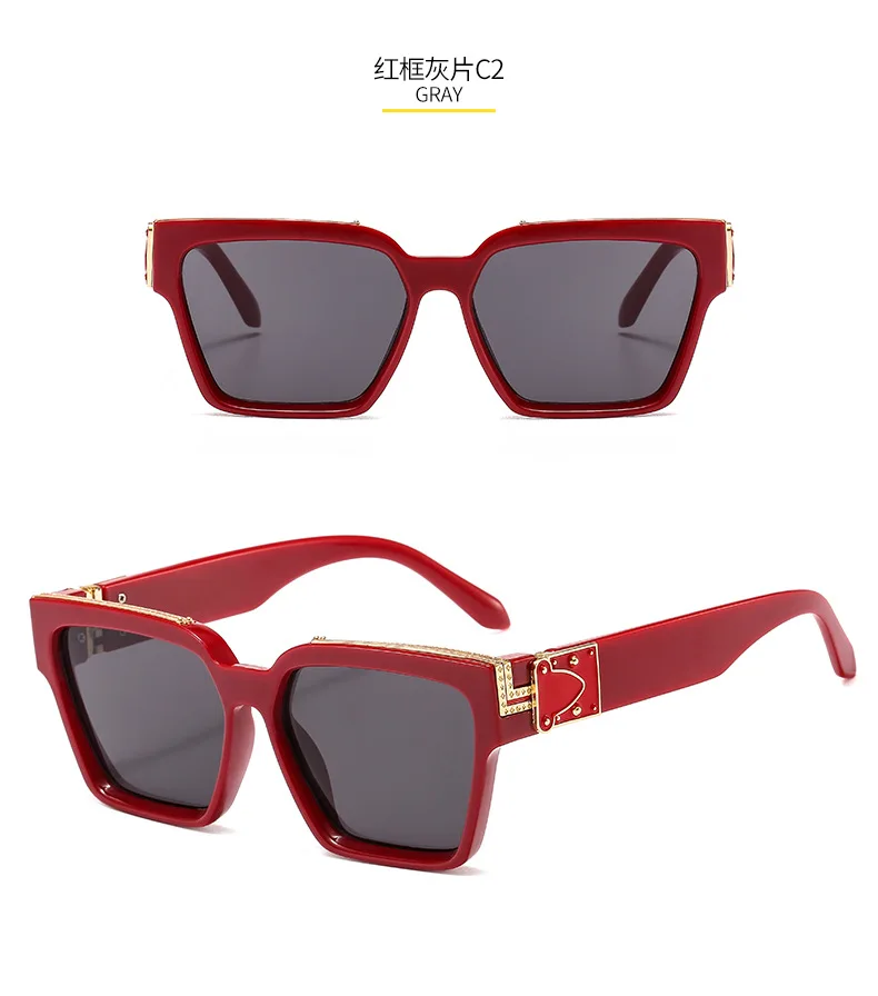 

2020 Foreign Trade and Cross-Border Explosion Sun Glasses Male Europe Street Ins Red Model Square Sunglasses Female 9362