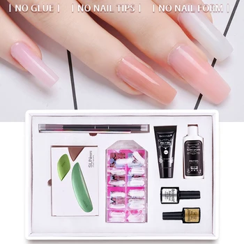 

8pcs/Kit Nail Extension Gel Set with Nail Tips Quick Nails Builder Gel Base and Top Coat Slip Solution Nail Dryer Gift-Box