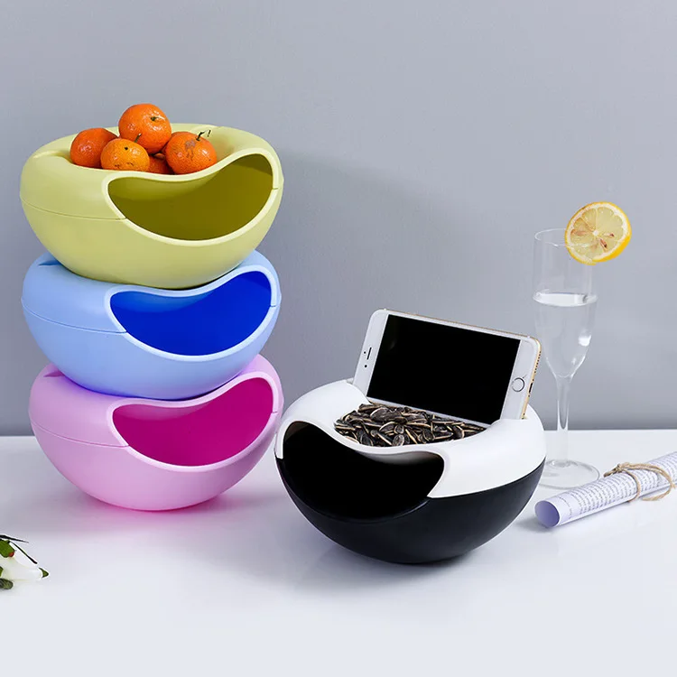 

Plastic Lazy Fruit Bowl Nibbling Sunflower Seed Splittable Double Layer Sugar Fruit Bowl Circle Fruit Container Sunflower Seed F