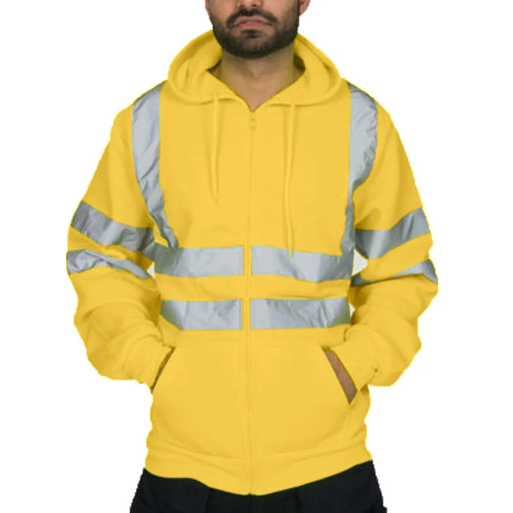 Мужские Светоотражающие полосатые топы санитарный работник и пожарный Рабочая Униформа утолщенные мужские толстовки зимняя уличная морозостойкая куртка