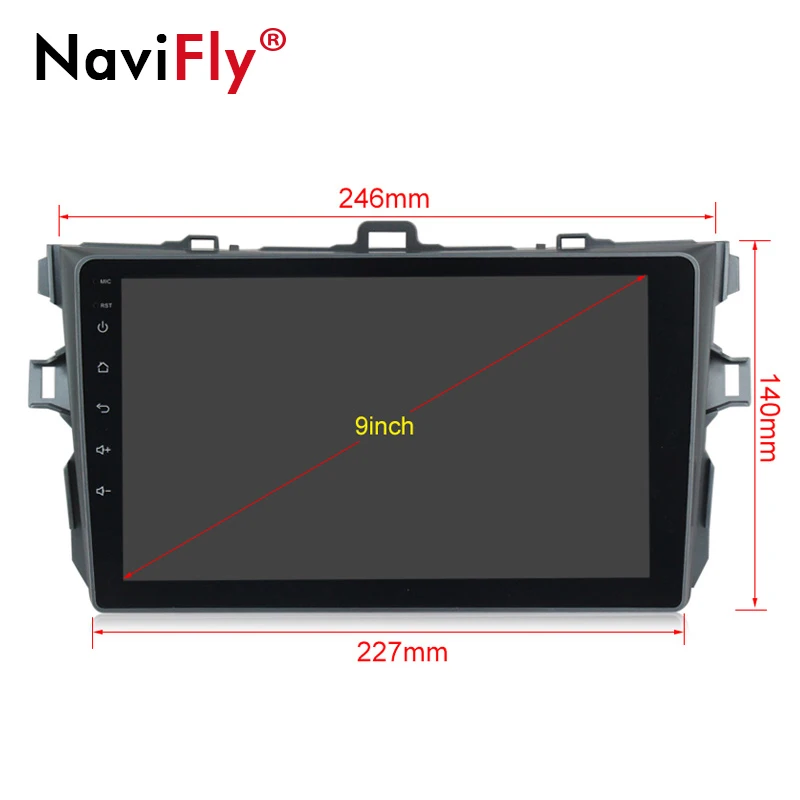 Excellent NaviFly Android 8.1 car multimedia player for Toyota corolla 2007 to 2010 gps navigation stereo 1024*600 HD FM Autoradio BT AM 4