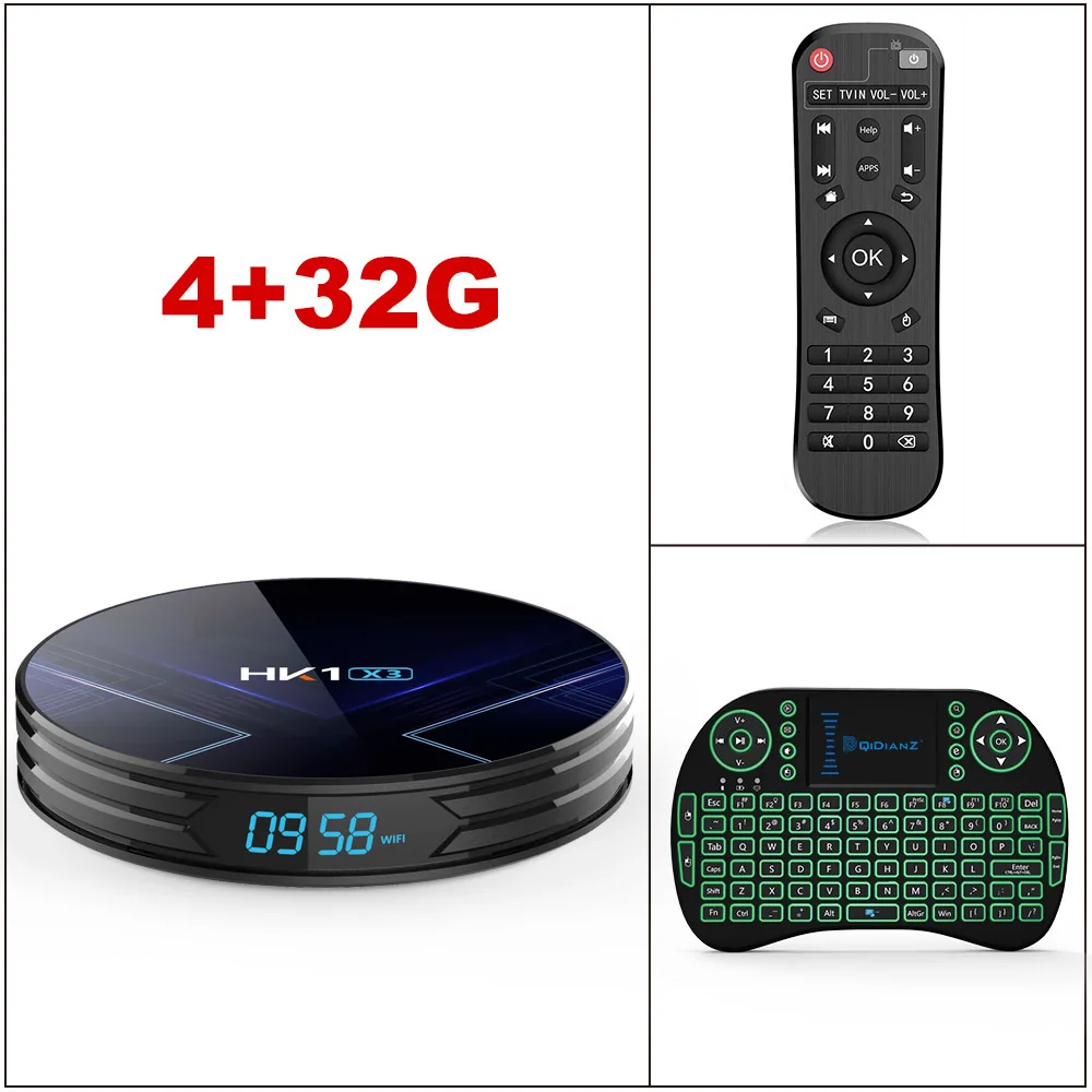 HK1X3 Android 9,0 Smart tv Box 4 Гб ОЗУ 32 ГБ/64 Гб/128 Гб ПЗУ Amlogic S905X3 четырехъядерный медиаплеер телеприставка PK A95X F3 X96 AIR - Цвет: 4G32G ADD I8
