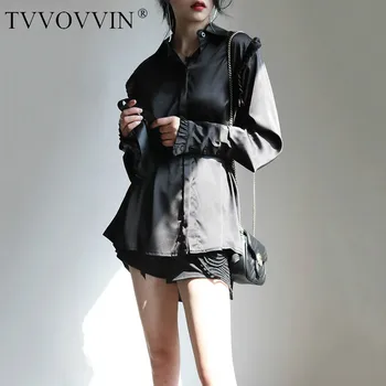 

loose Ruffle Women Bandage Blouse Fashion New 2020 Spring Single Breast Black Full Sleeve Minority Casual Loose Shirt DMY3422