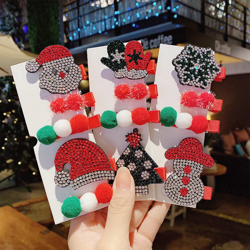 

3pcs Christmas Hairpin Headdress Children's Headwear Santa New Year Party Gift Hair Clip Decoration Hair Accessories for Girls
