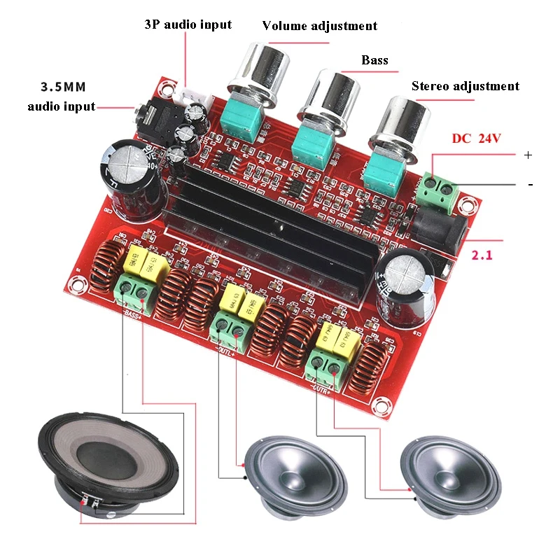 HOT-Tpa3116D2 2,1 цифровой аудио усилитель плата 80Wx2+ 100 Вт сабвуфер 2,1 усилитель аудио усилитель для 4-8 Ом динамик D3-005 для Lusy