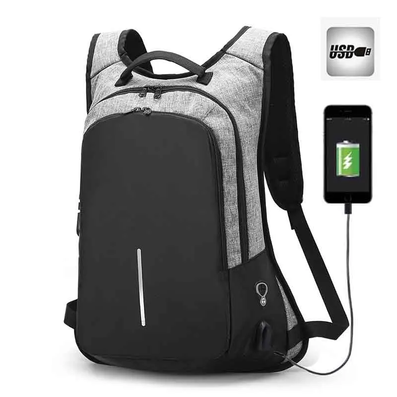 Crossten Dual Anti-theft External USB Charge 16" Laptop Bag Waterproof Backpack Casual College Schoolbag Travel Bag Rucksack