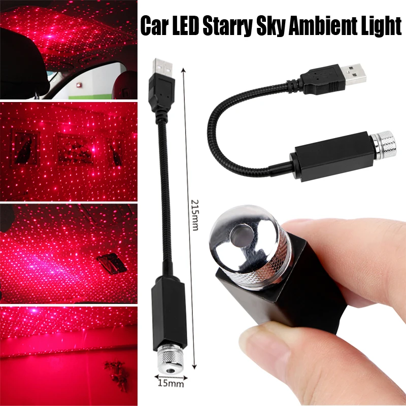

Car LED Starry Sky Night Light Projector Galaxy Lamp USB Decorative Lamp Adjustable Roof Star Effects Car Accessories
