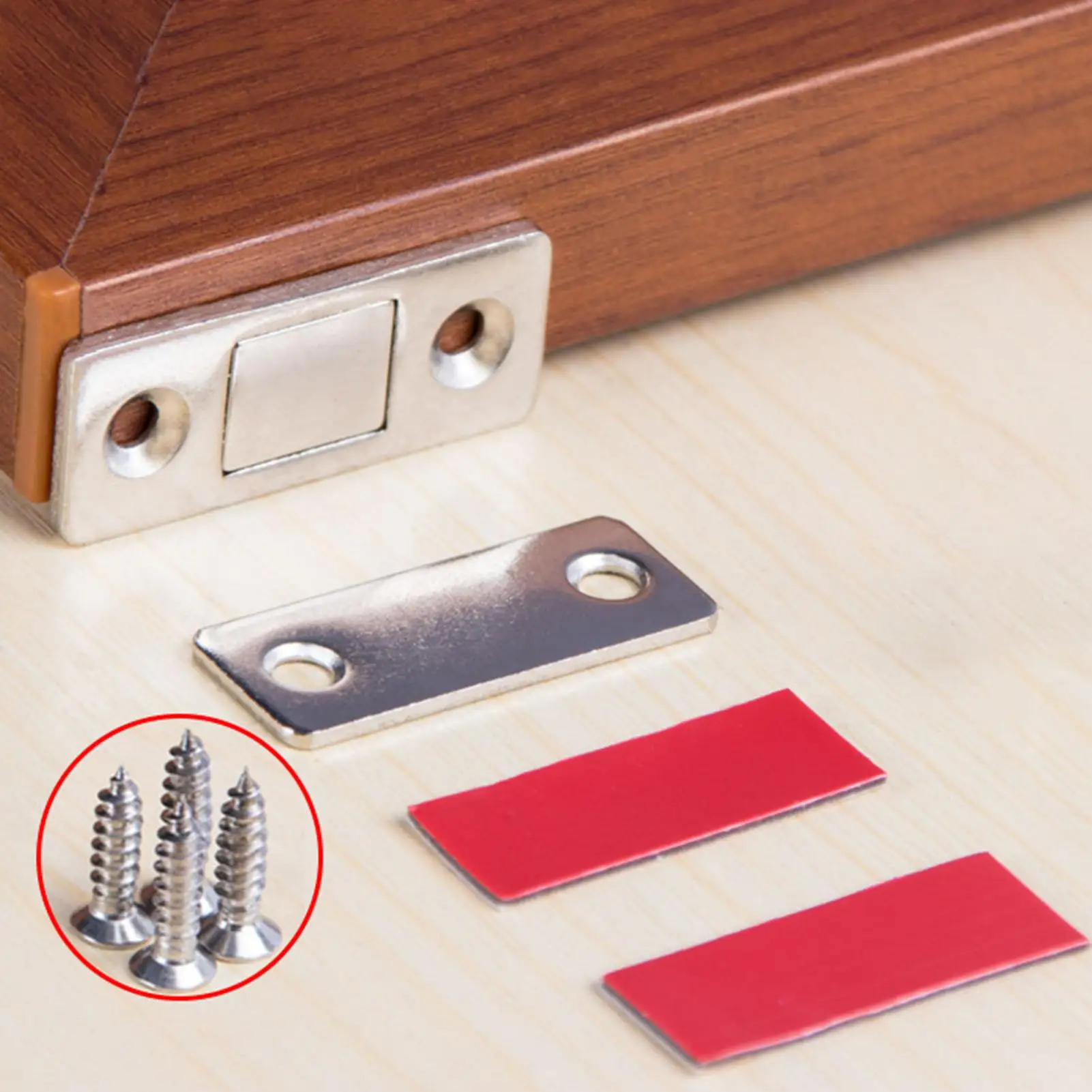 2Pcs Punch Free Stainless Steel Magnetic Cabinet Door Latch Protective Stopper