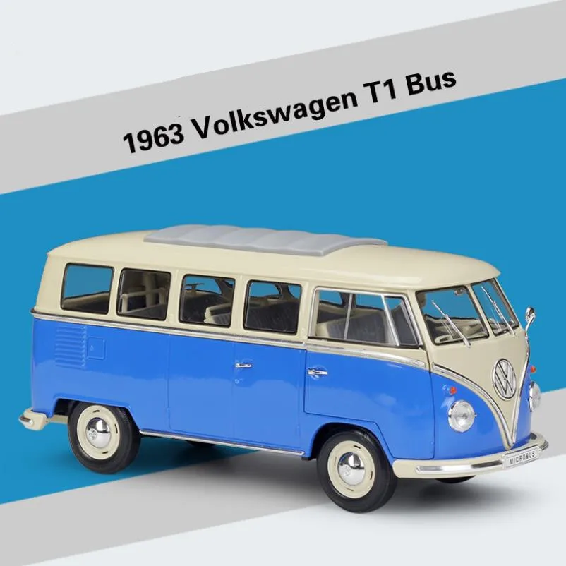 1:18 усовершенствованная модель автобуса из сплава, высокая имитация Ретро T1 автобус Коллекция Модель литая металлическая модель игрушечного автомобиля