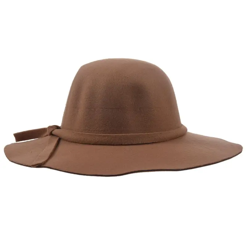 Стильная детская одежда для девочек в стиле ретро, войлочный котелок Гибкая шляпа-светло-коричневый