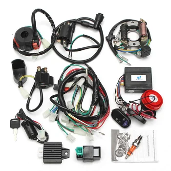 

New Alarm System Full Electrics Wiring Harness CDI 0cc 70cc 110cc 125cc ATV Remote Start Switch High Security For Electric