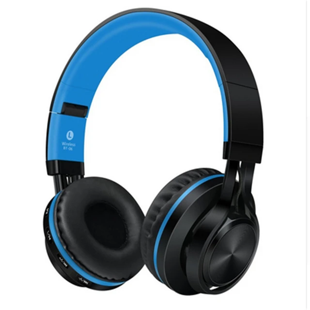 BT-06 наушники Bluetooth 4,0 bluetooth-стереонаушники и Проводная гарнитура Поддержка MP3 TF карта глубокий бас наушники с микрофоном наушники - Цвет: Blue