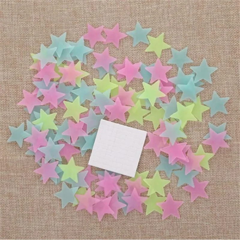 Description Picture 5 of item50pcs 3D Stars Glow In The Dark Wall Stickers Luminous Fluorescent Pvc Wall Art Decals For Kids Bedroom Ceiling Home Decoration
