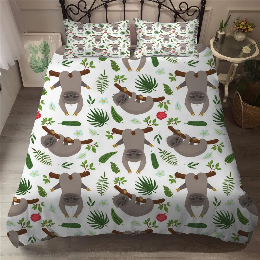 Comforter Bedding Sets Cartoon Bed Cover Set Monkey Climbing Tree Printed Coverlet Duvet Cover Set For Kid Bedding Sets Aliexpress