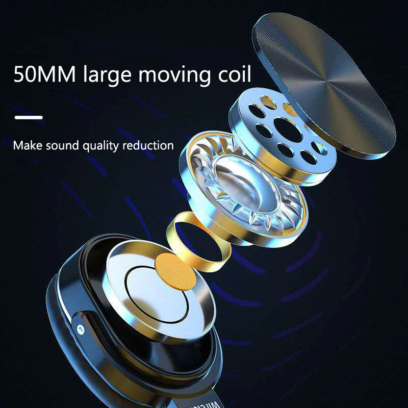New Foldable wireless bluetooth 5 0 headset large moving coil high definition cool headset for heavy metal music Exquisite gift