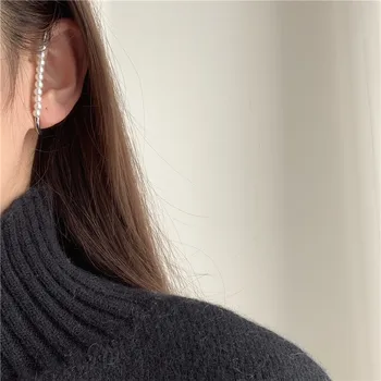 

FFLACELL 2019 Geometric Iron cable Pearl ear clips Earrings For Women Silver Color OL Minimalist Earings Fashion Jewelry Kolczyk