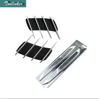 

Tonlinker 2-4 PCS Car ABS chrome Shark gills side vent light box case with logo Stickers for TOYOTA HIGHLANDER 2015 accessories