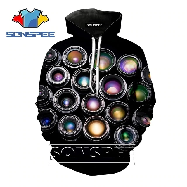 SONSPEE/худи с 3D принтом для мальчиков и девочек-подростков; свитер с изображением фотоаппарата для косплея в стиле хип-хоп; уличная одежда с длинными рукавами в стиле Харадзюку; детская одежда; C182