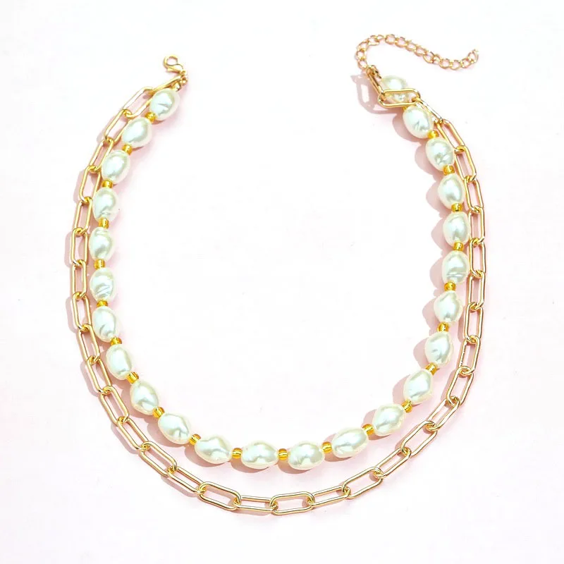 Punk Fashion Thick Chain Baroque Pearl 