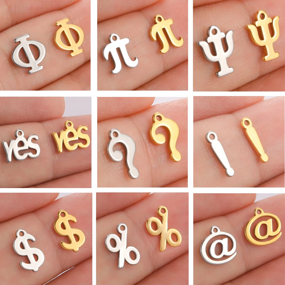 Stainless Steel Greek Alphabet Dollar Symbol Charms for DIY Jewelry Making – Set of 5