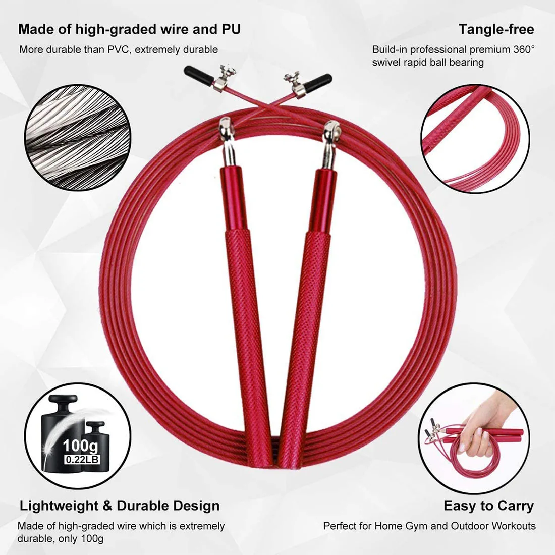 Description Picture 4 of item2022 Men Women Rope Skipping Professional Steel Rope Skipping Gymnastics Rope with Rope Skipping Adjustable Fitness Rope Workout