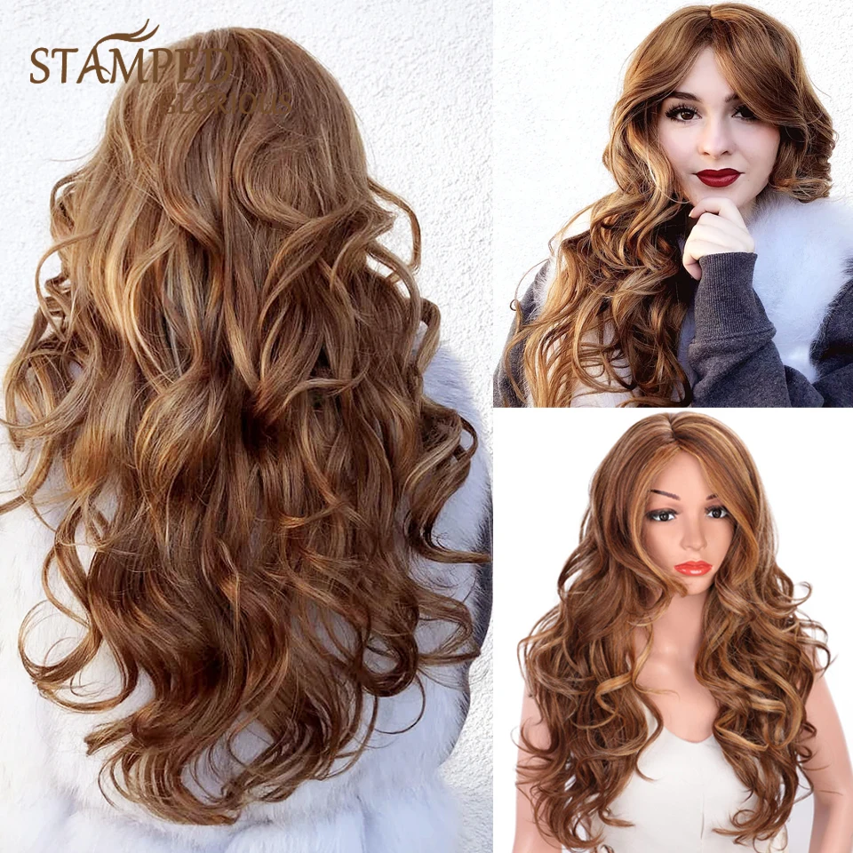 

Stamped Glorious Wave Wig Synthetic Blonde Wig Short Wavy Cosplay Wig for Women SidePart Heat Resistant Fiber False Hair