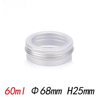

60ML Aluminum Cream Jar Pot with Visible Window Silver Box Screw Lid Nail Art Lip Gloss Empty Cosmetic Metal Tin Container SN710