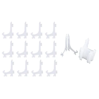 

12Pcs 3 Inch Plastic Easels Or Plate Holders Display Dinner Plate (Transparent) & 12Pcs/Set Clear Plastic Easels Plate Holders D