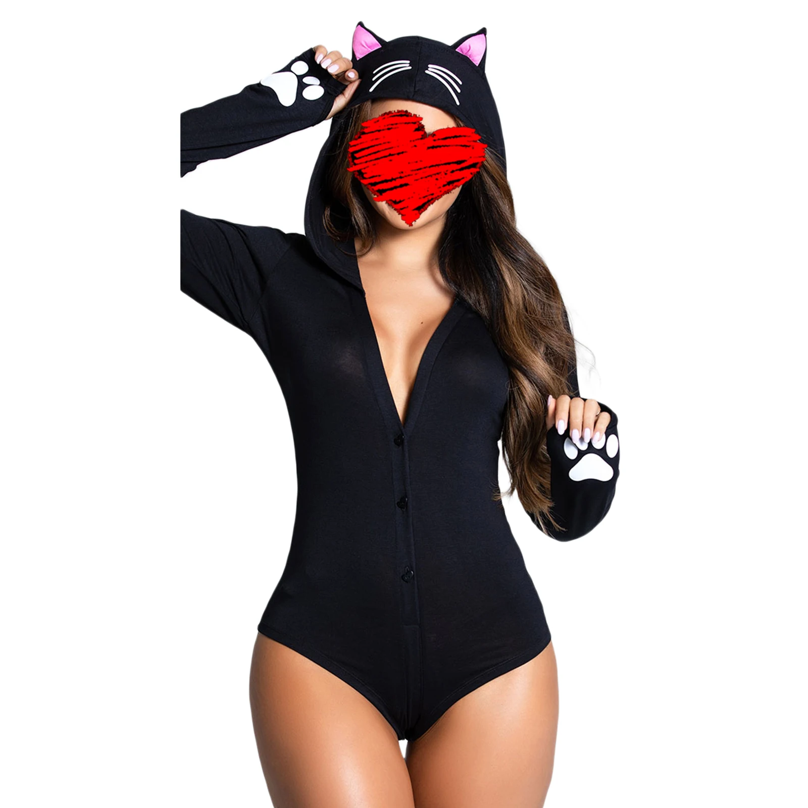 Cosplay&ware Sexy Hooded Catsuit V-neck Women’s Jumpsuit Pajamas Women Casual Cat Bee Rabbit Long Sleeve -Zentai shop online H47c072548fc544cbb4623211fc1341c3o.jpg