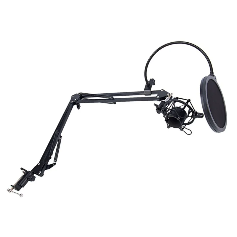  Standard Microphone Arm Stand Set Foldable Adjustable Table Hanging Mount Clamp Holder Kit