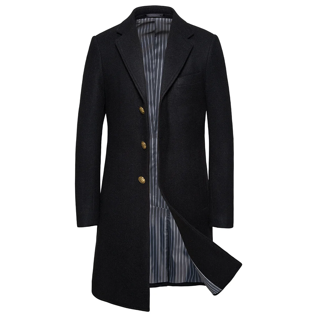 Осенне-зимнее новое пальто для мужчин среднего и длинного черного серого цвета теплое пальто больших размеров Мужское пальто