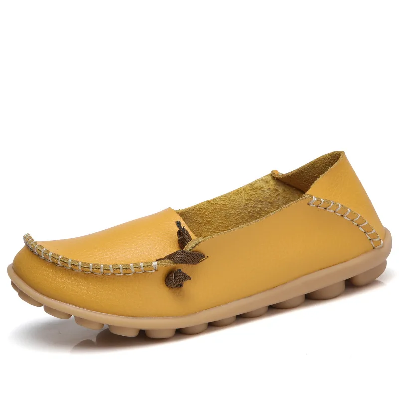 

Spring and Summer 2019 New Large Size Shoes Real Leather Loafers Nurse Shoes Lace-up Flat Casual and Comfortable Women's Shoes