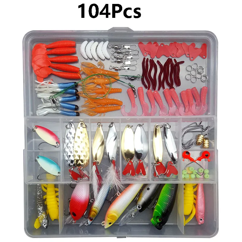 Htdob зимние Minnow набор приманки для ловли нахлыстом 18/59/104/142/164Pcs рыболовный крючок Мягкие приманки набор с рыболовные снасти Box аксессуары