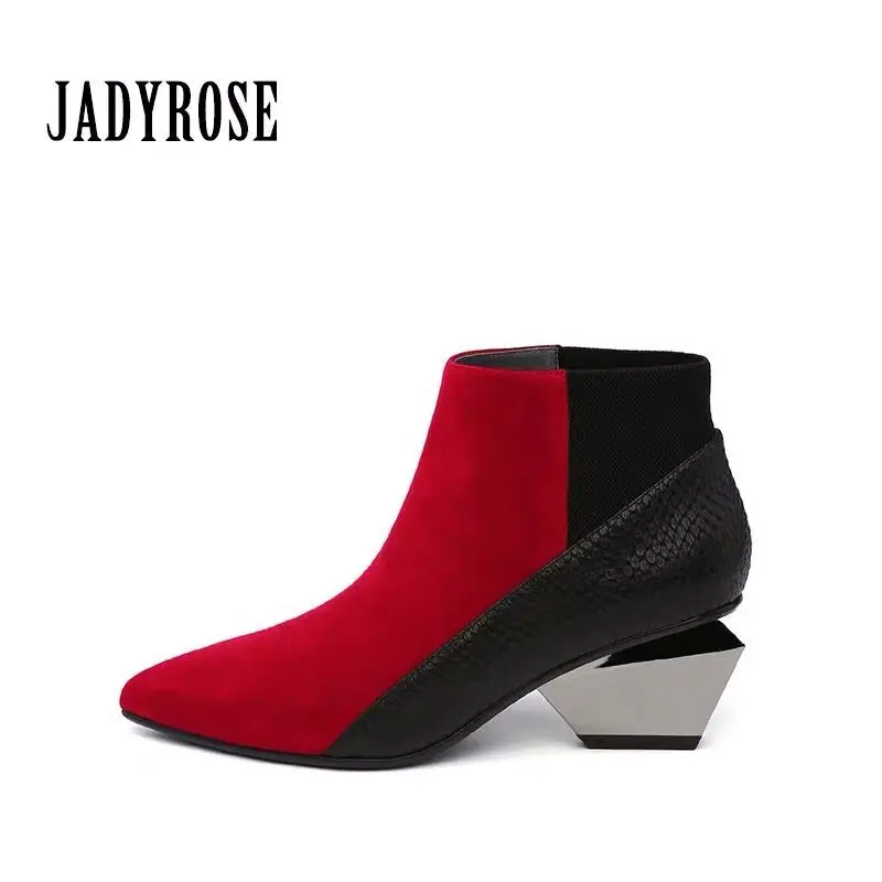 Jady/модные зимние женские ботильоны с розой; необычный стиль; женские слипоны на высоком каблуке 6 см; женская обувь для вечеринок с эластичной лентой - Color: Color 04