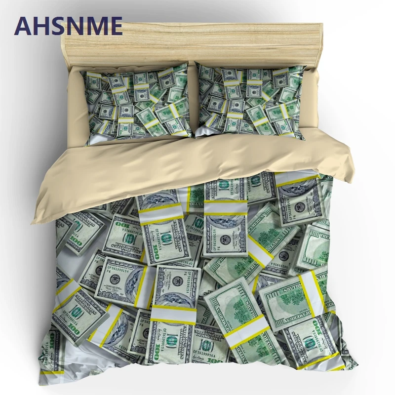 

AHSNME украшение доллар деньги Комплект постельного белья Высокое разрешение печать покрывало для RU AU EU King двойной размер рынок игра de cama