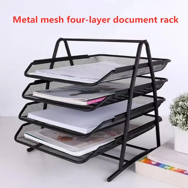 High Quality Office Filing Trays Holder A4 Document Letter Paper Wire Mesh Storage Organizer Metal Wire Storage Holder