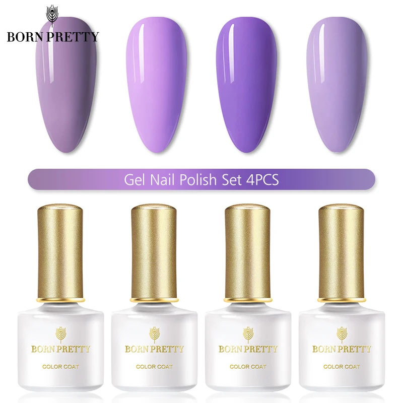 

BORN PRETTY Gel Nail Polish Set 4PCS/Set Soak Off UV Gel Varnish Base Top Coat Semi-permanant Nail Art Design Manicuring Kit
