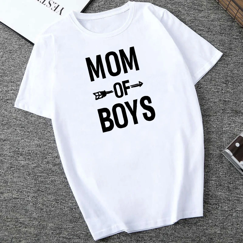 2020 новые модные Забавные футболки с надписью MOM of Boys женская одежда мама жена
