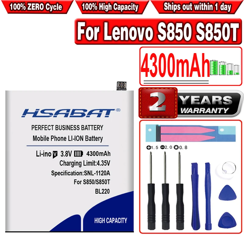 HSABAT 4300mAh BL220 мобильный телефон аккумулятор большой емкости для Lenovo S850 S850T BL-220