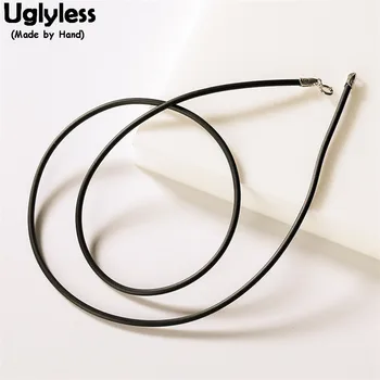 

Uglyless Unisex Real Leather Rope Necklaces for Men Women Hip-hop Jewelry Accessories 925 Silver Locks Leather Chains NO Pendant
