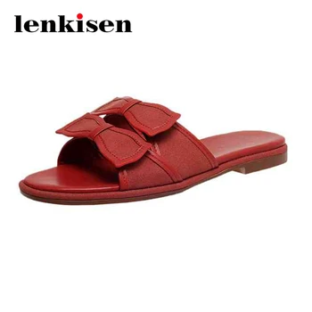 

Lenkisen leisure butterfly-knot sweet beauty lady daily wear fashion outside slipper round toe low heel slip on women shoes L66