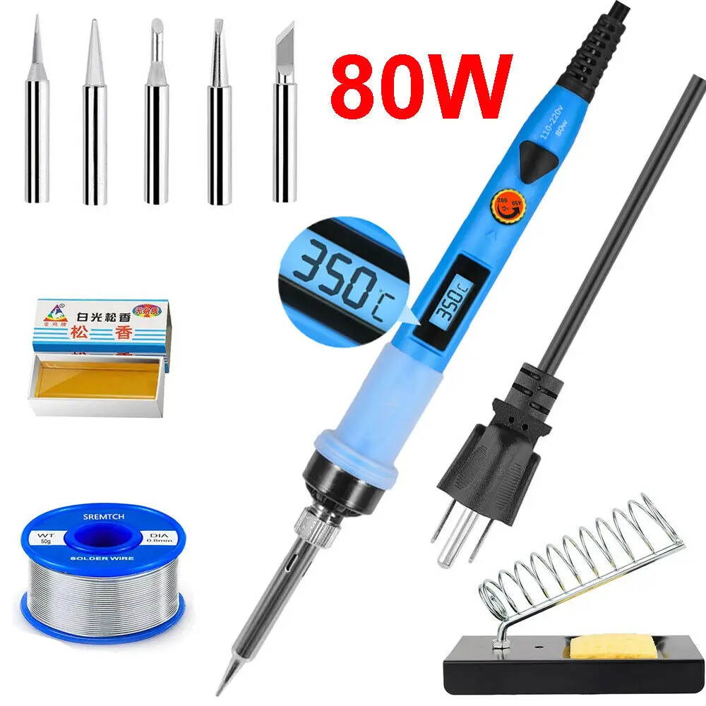 80W Soldering Iron LCD Adjustable Temperature Electric iron Kit Stand