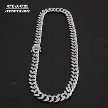 13 мм, Мужская Хрустальная кубинская цепочка, длинное ожерелье в стиле хип-хоп, s для мужчин, золотое, серебряное, тяжелое ожерелье, колье, ювелирные изделия