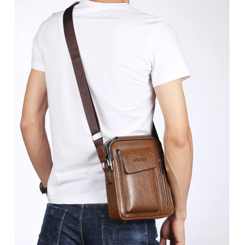 Винтажная мужская сумка-мессенджер, модная Повседневная деловая сумка через плечо, многофункциональный телефонный Кошелек для монет и карт, мужская сумка