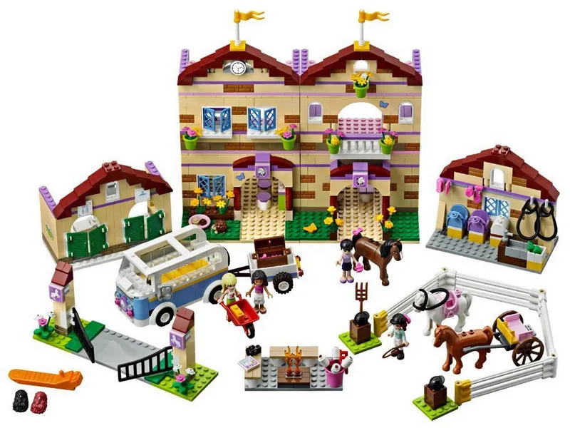

1118pcs Friends Heartlake Summer Riding Camp 10170 Horse Champion Foxy Sunshine Model Building Blocks Toys Compatible