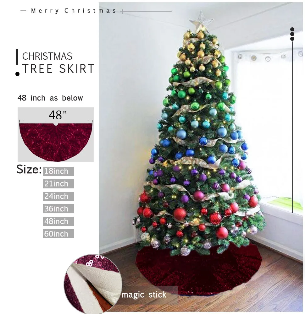 Red 24Inch Tree Skirt Christmas Sparkle Tree Skirts Holiday Christmas Decoration for Small Tree-M1023
