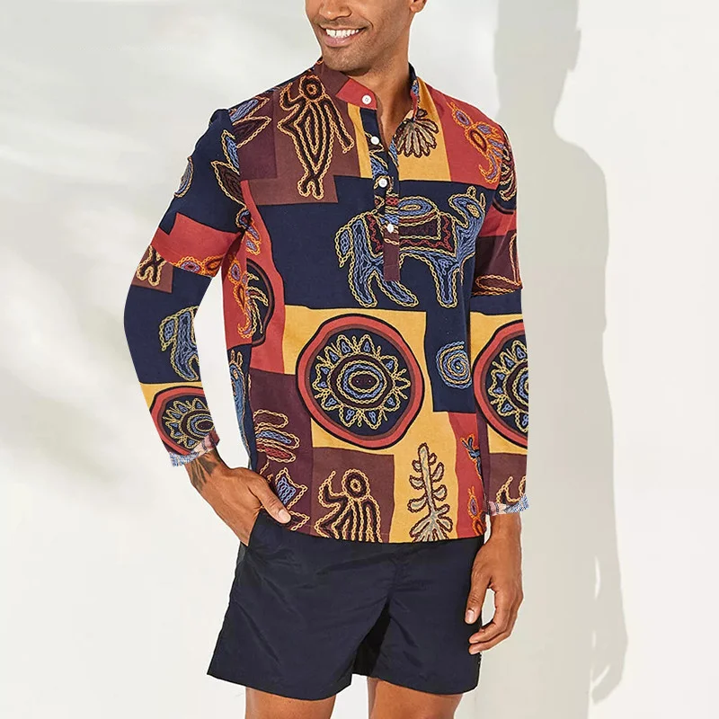 

Men Print Retro Dashiki African India Traditional Loose Blouse Bazin Riche Casual T Shirt Homme Short Sleeve Tops Ankara Clothes