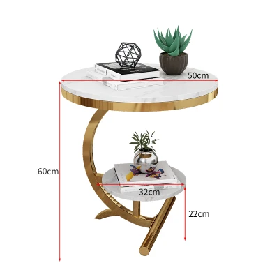 Светильник в форме полумесяца, роскошный угловой столик, мраморный журнальный столик, передвижной маленький круглый столик, один большой маленький креативный модный столик - Цвет: B