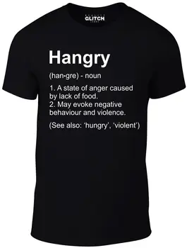 

Mens Hangry Definition T-Shirt - Hungry Funny Slogan Comedy Logo Present Gift Short Sleeve Round Neck T Shirt Promotion